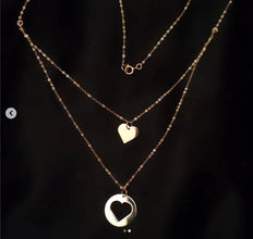 Double collier forme de cœur ❤️ personnalisable avec une lettre initiale gravée sur le coeur rempli en Or 18 carats