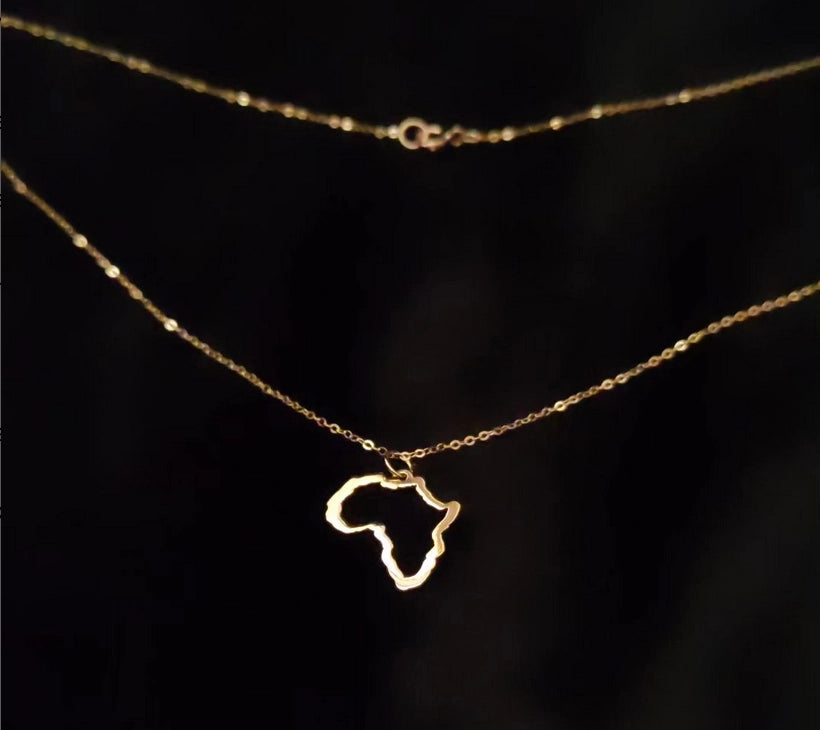 Collier les frontières du continent d'Afrique en Or 18 carats