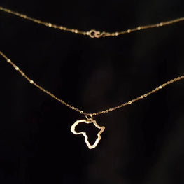 Collier les frontières du continent d'Afrique en Or 18 carats