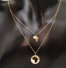 Double collier du continent d'Afrique en Or 18 carats