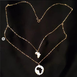Double collier du continent d'Afrique en Or 18 carats