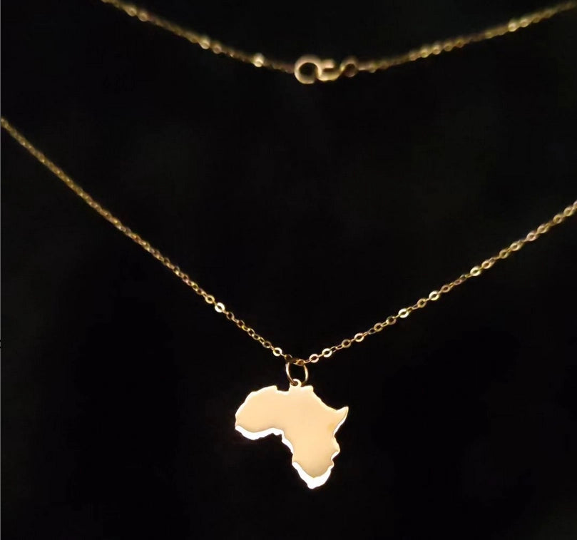 Collier continent d'Afrique petite taille en Or 18 carats