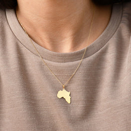 Collier du continent d'Afrique en or 18 carats